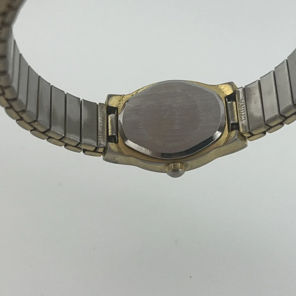 Vintage Brigade Watch Women 18mm Gold‎ Case Pearl Dial Stretch Band- New Battery
